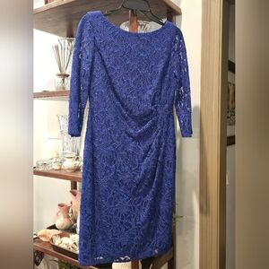 Jessica Howard Royal Blue Lace Dress with Long Sleeves